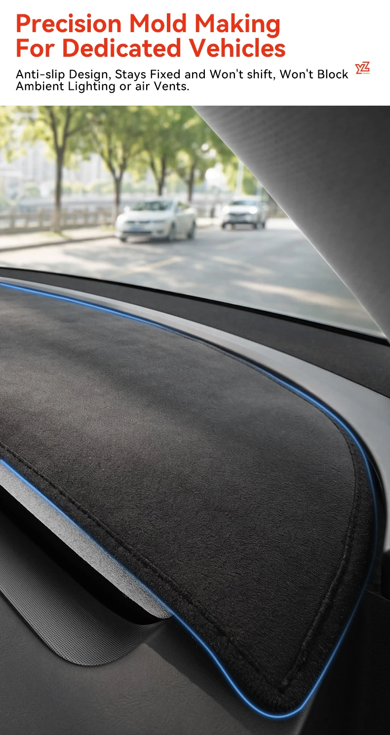 YZ Für Tesla Model Y/YL 2025-2026 Juniper Armaturenbrett-Flanell-Vollabdeckung Sonnenschutz Anti-UV DashMat Rutschfest – Detail 3