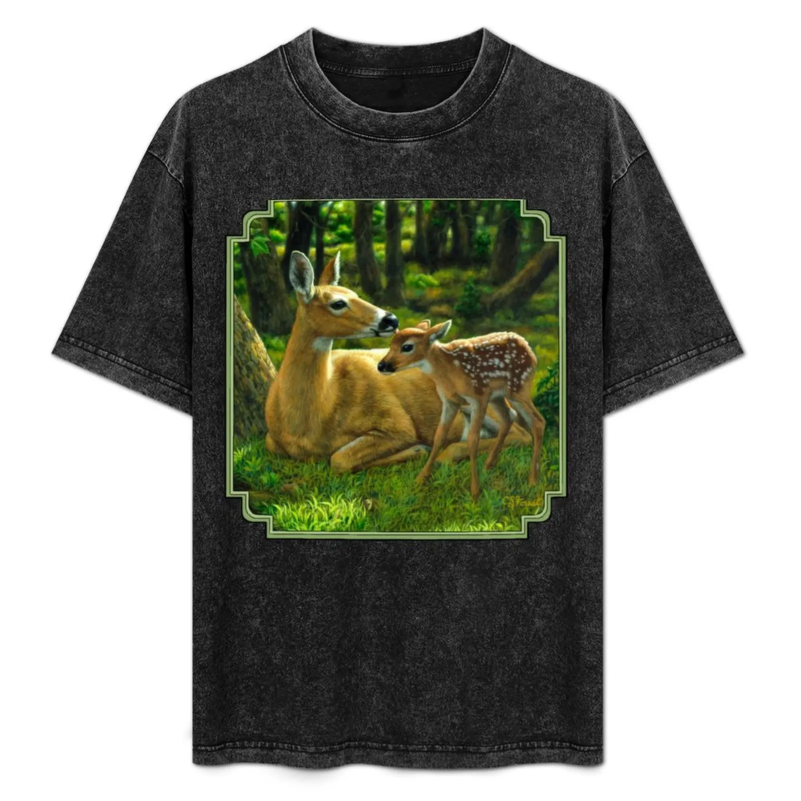 

First Spring - Whitetail Deer Painting T-Shirt Breathable Mesh Panel T-Shirt