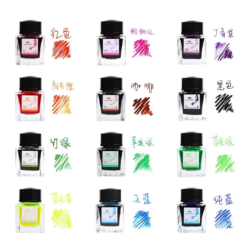 JINHAO 30ml Muilt Color Signature Pen Ink Fountain Pen Glass Bottled Ink Refill Cartridge School Writing Supplies Stationery