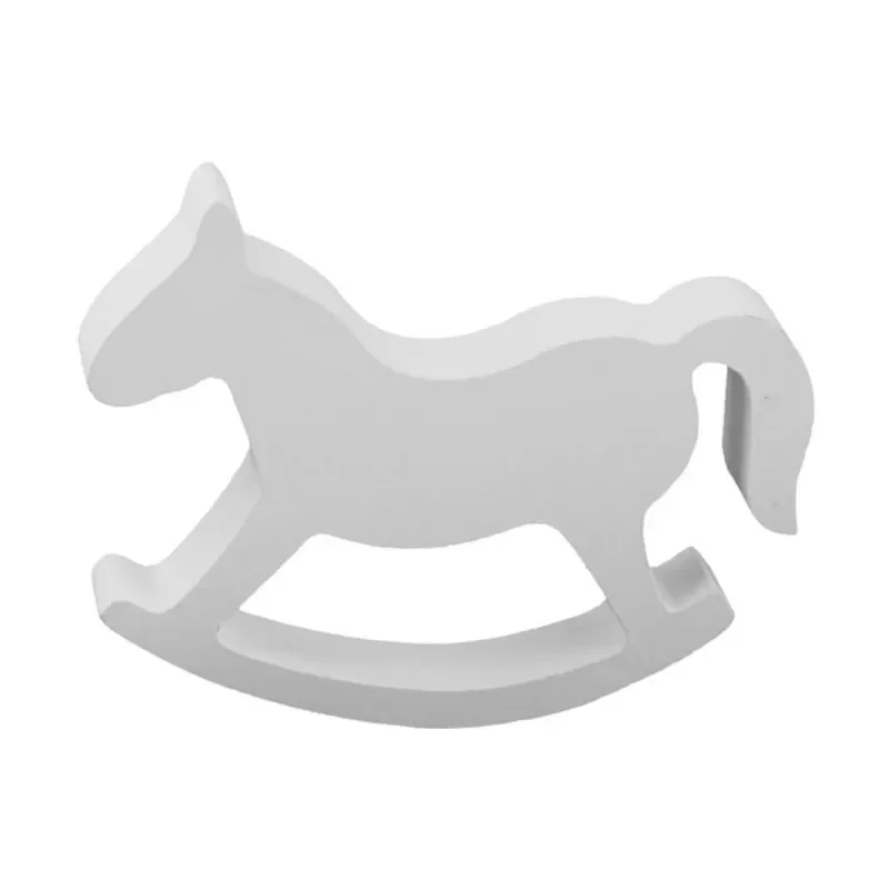 1pc White Wooden Rocking Wooden Horses Office Table Decoration White Table Decor Home Decor Wedding Home Centerpiece Decor