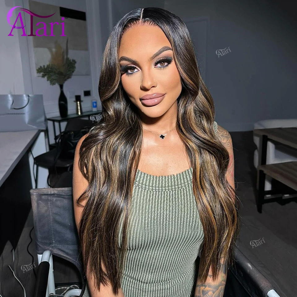 5x5 Ombre 30 with Black Highlights Body Wave Human Hair Wigs Brazilian 13x6 13x4 Lace Front Remy Hair Wig for Women Closure Wig