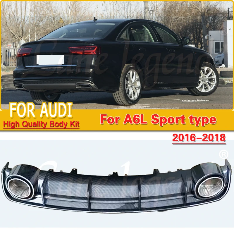 

For Audi A6 A6L Sports 2016-2018 Modify to RS6 Car Styling Carbon Fiber Rear Diffuser Bumper Spoiler Guard Protector Accessories