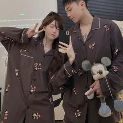 Cartoon Disney Stitch couple pajamas pure cotton loose warm comfortable fashion casual two-piece loungewear women's pajamas