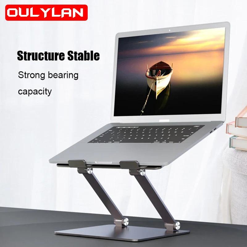 Laptop Stand Adjustable Base For Desk Bed Aluminium Notebook Desktop Stand For Macbook Air iPad Folding For Home Office Work