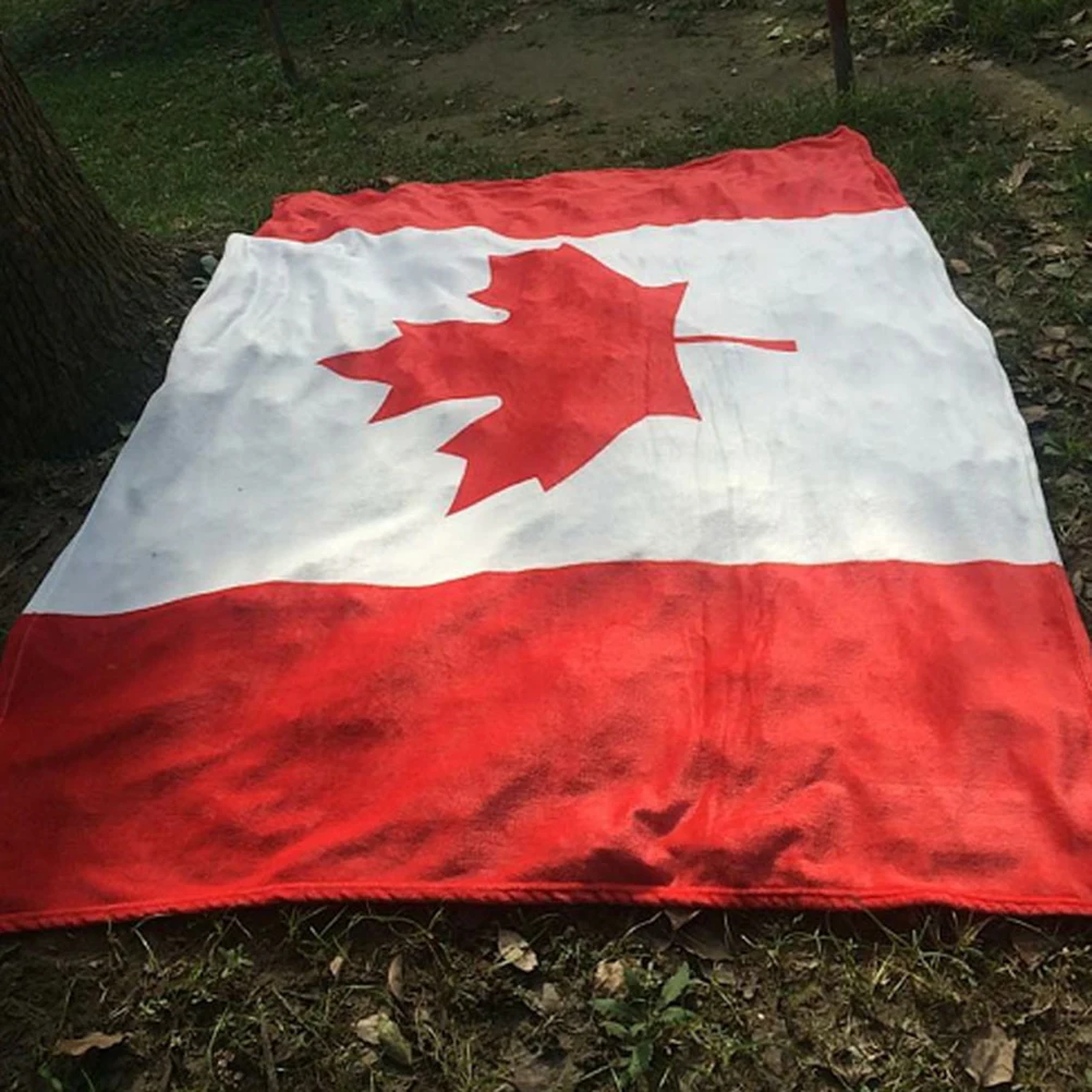 

150x200cm Flag Blankets Lightweight Flannel Blanket Warm Bed Couch Blanket for Home and Travel (Canadian Flag)