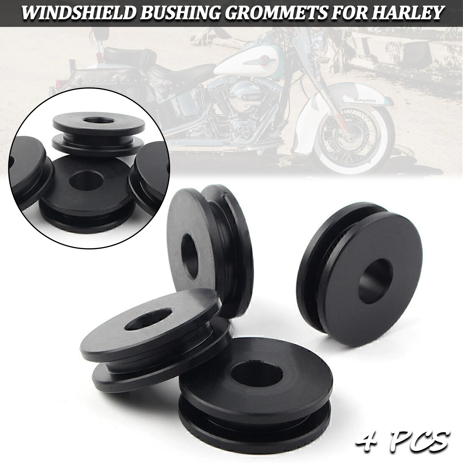 4pcs Wind Screen Windshield Bushing Grommets For Harley-Davidson Road King Softail EFI FLHR Motorcycle Detachable Replacement