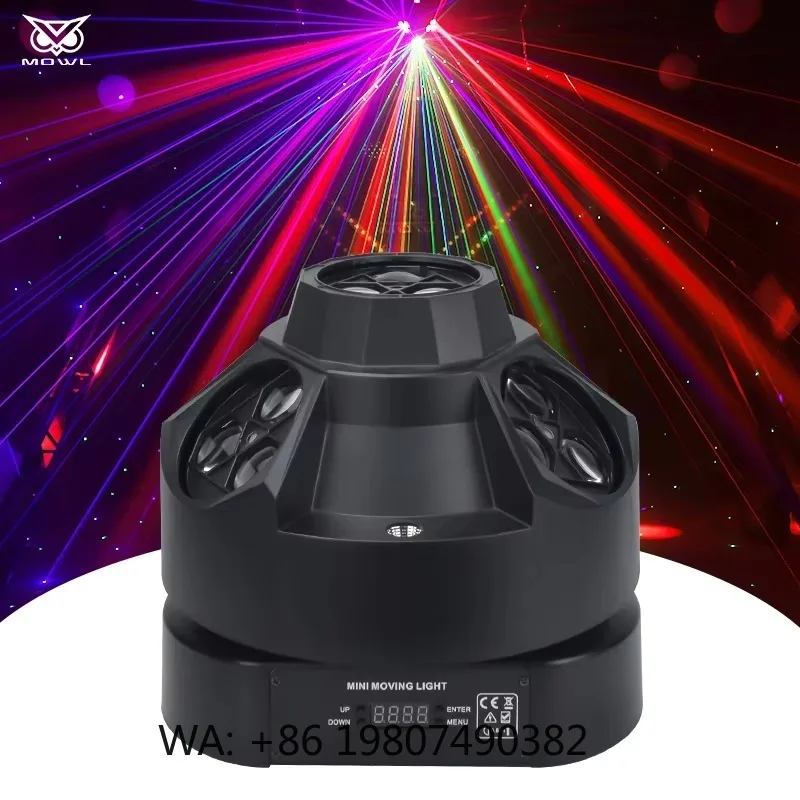4 Head Bee Eye DMX512 LED Moving Head Projection Light RGB Strobe  Effect for Disco Party Stage Lighting Gear