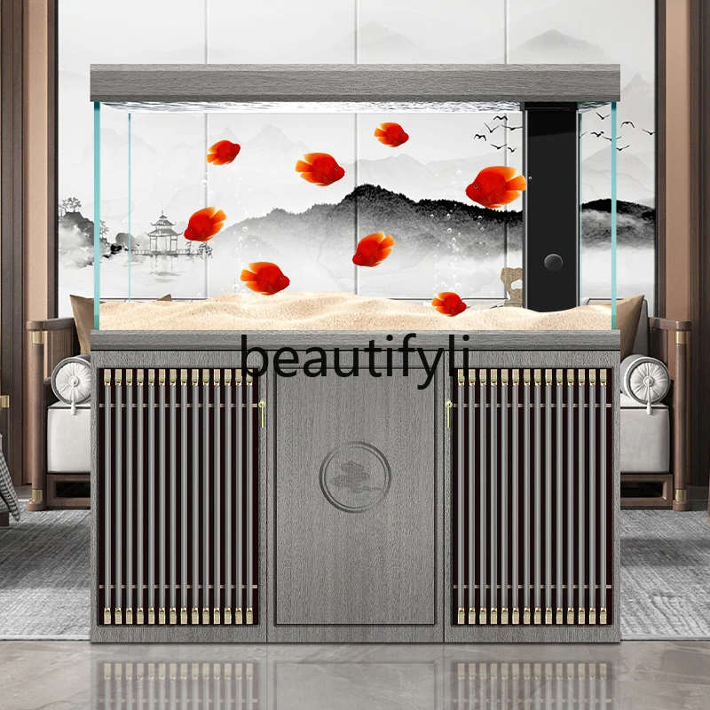 

New Solid Wood Fish Tank Large Living Room Floor-standing Free Water Change Household Ultra-clear Aquarium