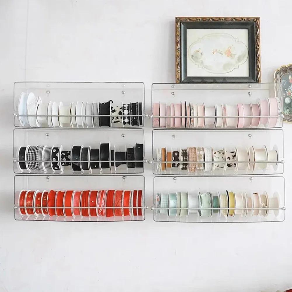 Wall Mount Ribbon Organizer Storage Display Wire Spool Rack Key Holder Sundries Embroidery Sewing Thread Holder Tabletop Spool