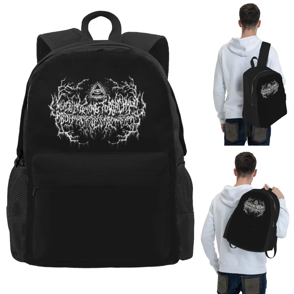 Death Metal Logo Student Backpack School Bag Hiking Travel Daypack for Men Women Bookbag Shoulder Bags