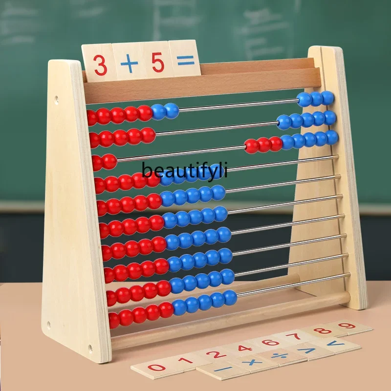 Pomoce dydaktyczne Drewniany stojak do obliczeniania z dziesięciu biegów Wczesna edukacja dla dzieci Nauka edukacyjna Zabawka do obliczeń matematycznych