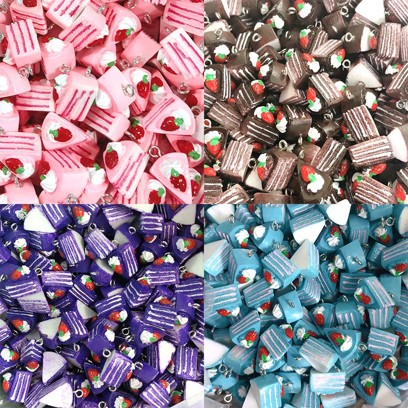 Wholesale 100pcs/Pack Multilayer Cake Resin Charms Cute Food Crafts Pendant For Earring Bracelet Diy Jewelry Make