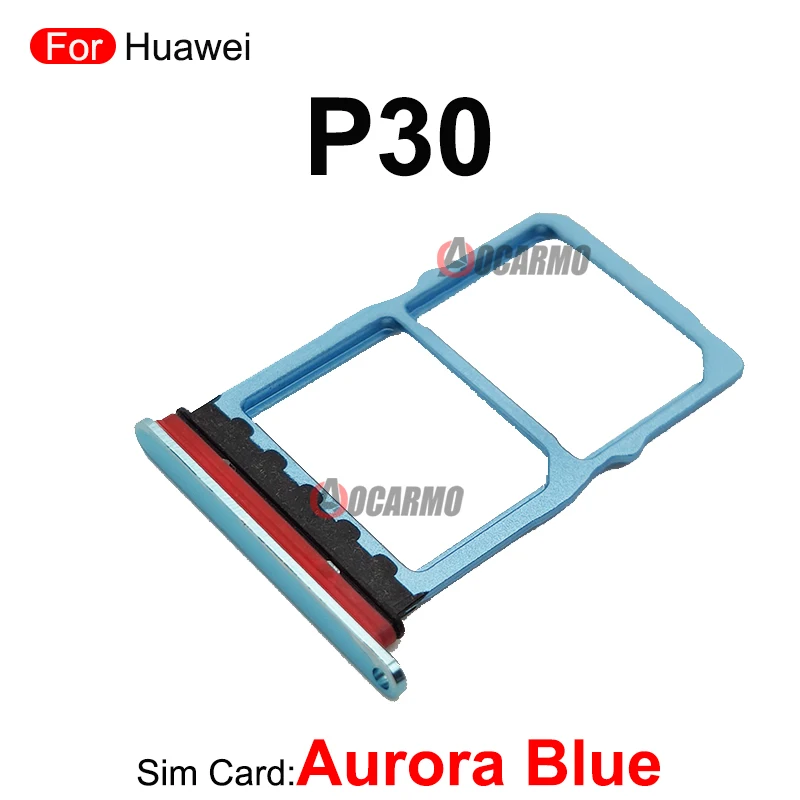 For Huawei P30 Pro Lite P30Lite P30Pro SIM Card Tray Slot Holder Replacement Parts Sky Aurora Blue Black Orange Silver Purple