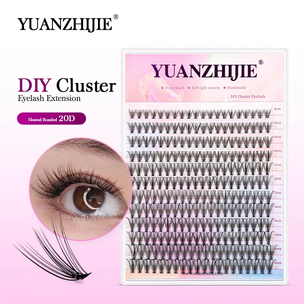 MASSCAKU 240 Bundles New Individual 20D Russian C/D Curl Volume Segmented DIY Cluster Eyelash Extension Makeup Grafting Cilia