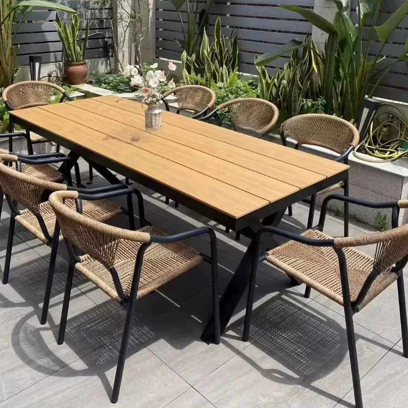 

Rattan tables and chairs outdoor courtyard villa open-air garden combination rattan chairs waterproof and sunscreen