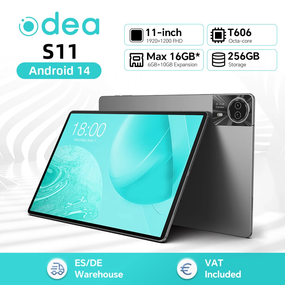 ODEA S11 【Android14 11インチ 16GB+256GB】 Odea S11 Tablet Android 14 Max 16GB RAM 256GB ROM T606 8-core 11
