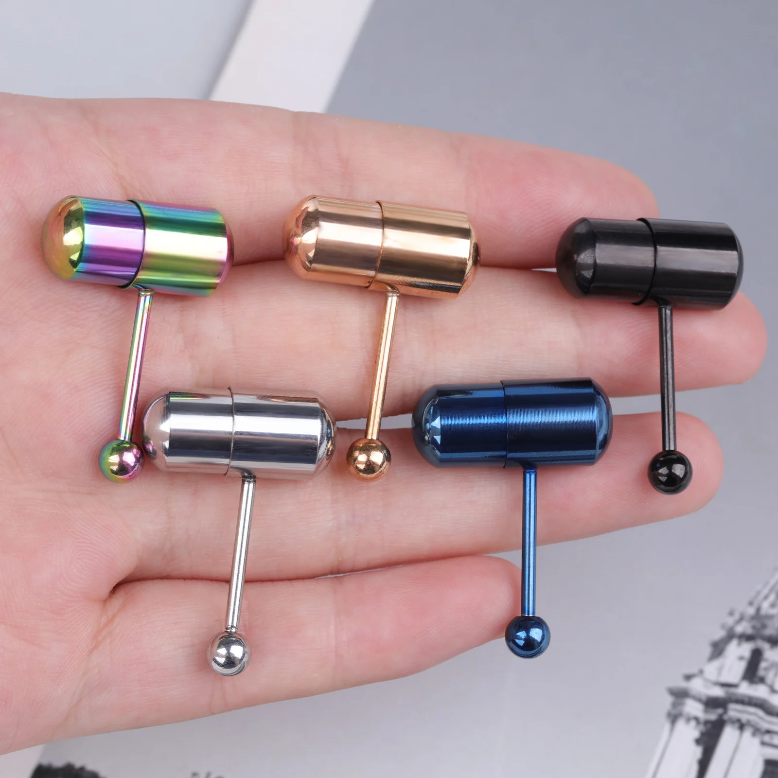 Stainless Steel Vibrating Silicone Tongue Ring - Massage Piercing Jewelry, Trendy Body Modification for Men Women view 3