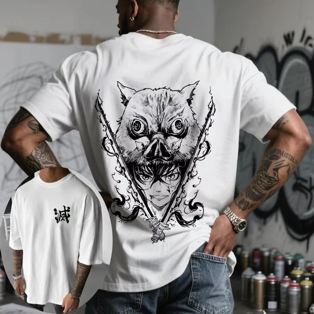 2026 New Cotton Summer for Tshirt Men and Women Demon Slayer Men's T-shirt Inosuke Hashibira Japan Anime Summer