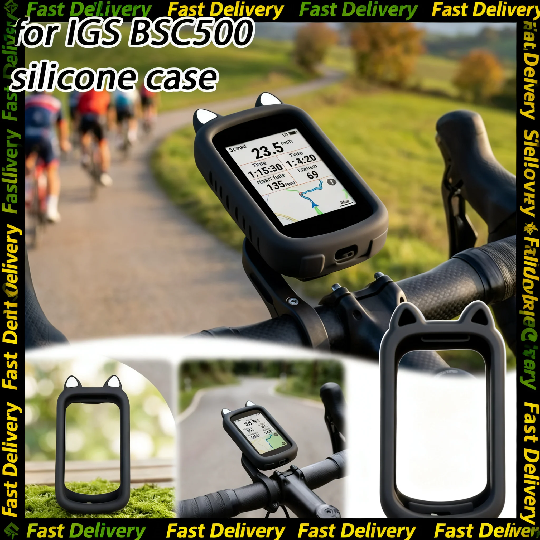 1set Silicone Case for iGPSPORT BSC500 Bike Computer with Screen Protector Film Soft Protective Cover for Wireless Timer Shell