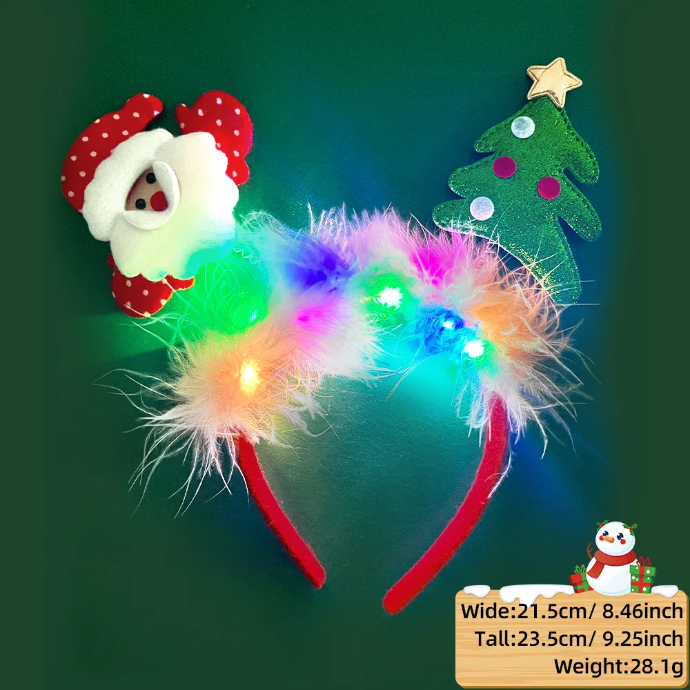 LED LED คริสต์มาสแถบคาดศีรษะ Antlers ไฟ LED ที่มีสีสันคริสต์มาสแถบคาดศีรษะ Xmas Tree Luminous Xmas Tree Snowflake Hair Band