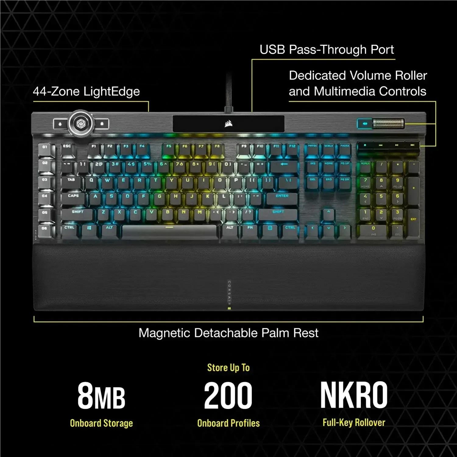 New CORSAIR K100 RGB Mechanical Gaming Keyboard CHERRY MX SPEED RGB Silver Keyswitches PBT Double-Shot Keycaps QWERTY NA Layout