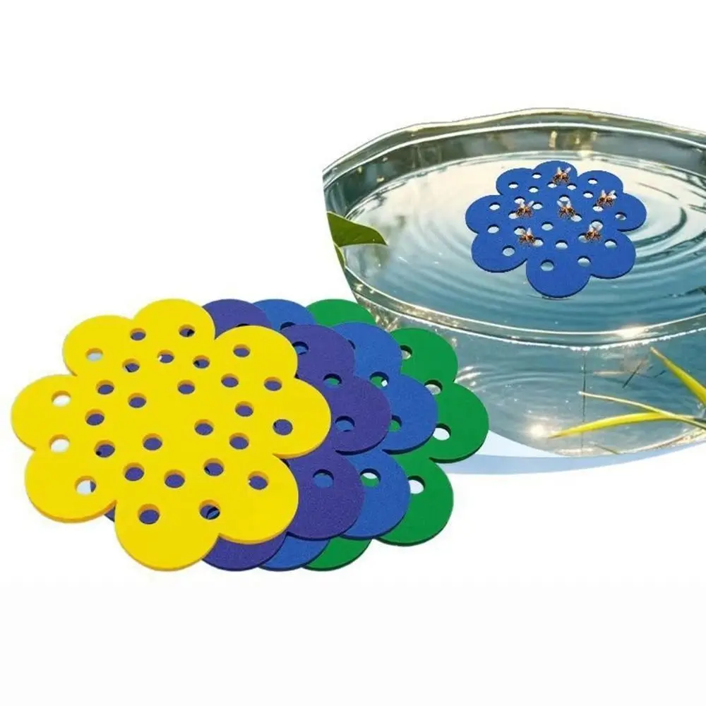 4 قطعة شكل زهرة جزيرة النحل العائمة الزخرفية خفيفة الوزن محطة سقي النحل البلاستيكية فراشة النحل سقي الحشرات الموئل