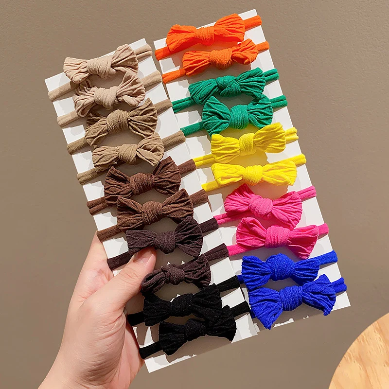 10Pcs/Set Women Girls Bowknot Hair Bands 4CM Elastic Headbands Colorful Bow Tie Scrunchies Headwear Girls Hair Accessories Gift