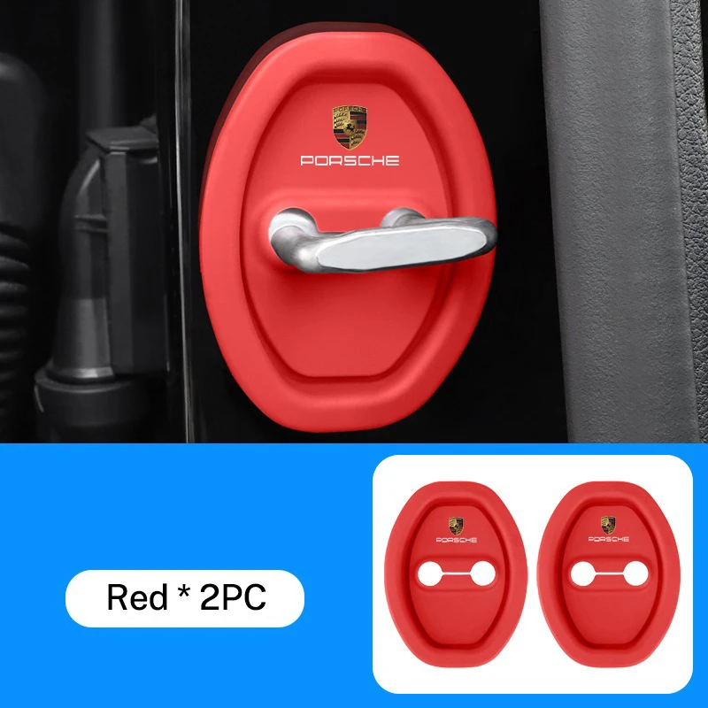 Couvercle de serrure de porte de voiture en silicone, protecteur automatique, accessoire pour Porsche 911, 928, broderie, Panamera, Macan, Boxster, Carrera, 7x9cm, 2 pièces, 4 pièces