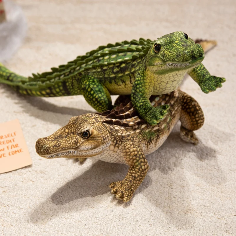 65/90CM Simuliertes Krokodil-Plüschtier Weiches Gestopftes Lebensechtes Grün-Grau-Braunes Riesiges Alligator-Sofakissen – Detail 15