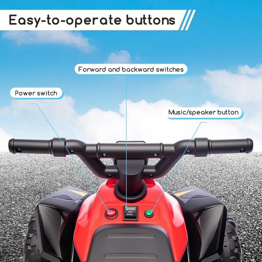 Kids Ride On Toys,6V Kids ATV Quad with Trailer for Toddlers 3 Year Old+, Electric Ride-On Car w/Wear-Resistant Tires,Music, For