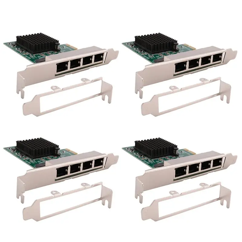 Efficient 4X Network Cards Network/Lan Adapter PCI-E Network Card Realtek RJ45 Internet Ethernet Gigabit 4 Port Network Card