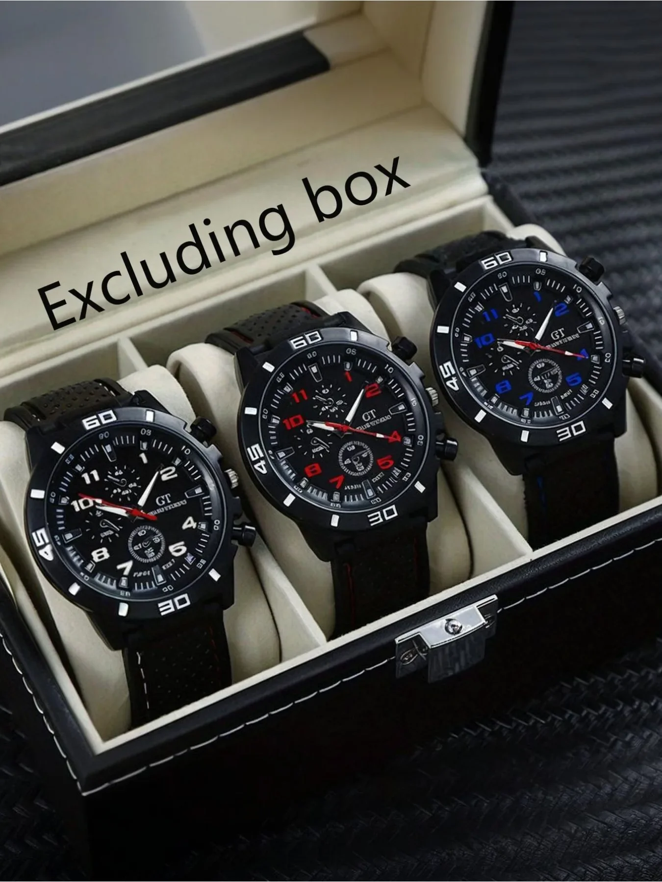 

3-piece Classic and fashionable silicone car line men's quartz watch, casual and fashionable watch