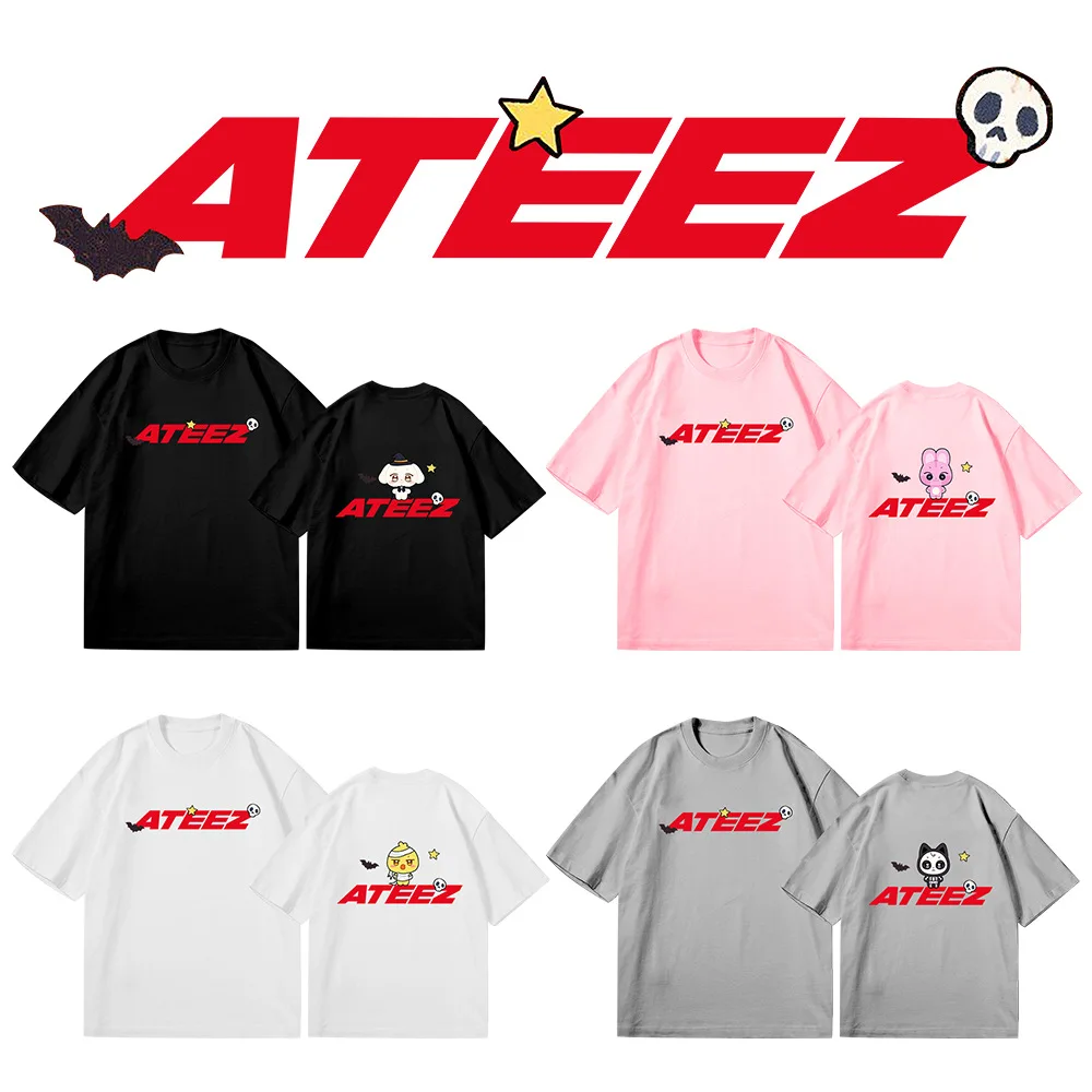 

KPOP Ateez Cartoon Print Oversized T Shirt Hongjoong Seonghwa Yunho Yeosang San Mingi Wooyoung Jongho Short Sleeve Graphic Tees
