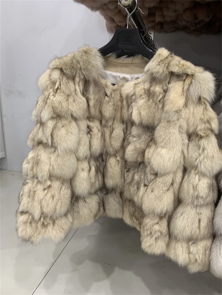 Imagem -06 - Furyoume-cabolsa de Pele Real Fox para Mulheres Cabolsa Curto Fino Pele Natural Vestuário 100 Fox Fur Streetwear de Moda Feminina Inverno 55cm