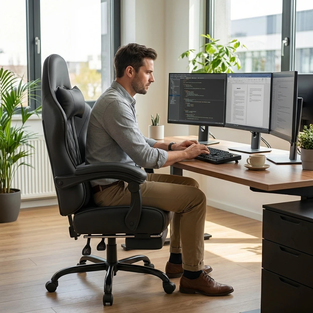 Silla de oficina ergonómica Devoko con función de masaje y soporte lumbar, reposapiés para juegos — oferta en AliExpress