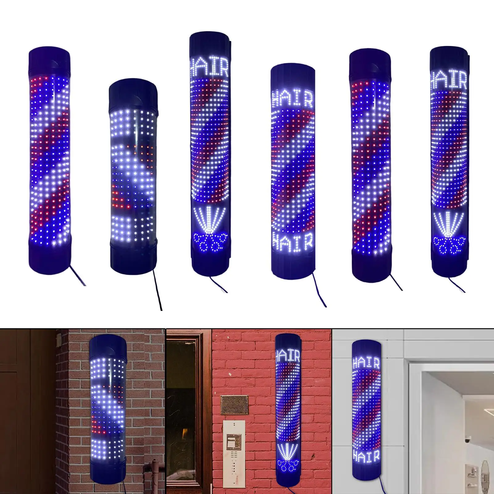 Barber Pole LED Light Rotating Wall Mounted Lighting Waterproof Night Light Barber Shop Open Sign for Party Outdoor Hair Salon