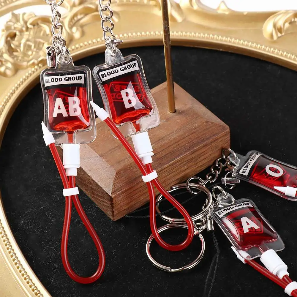 نوع A B O AB البلازما الدم حقيبة المفاتيح حقيبة سحر PVC أحزمة الهاتف المحمول أزياء فريدة من نوعها هالوين الدم قلادة DIY التبعي
