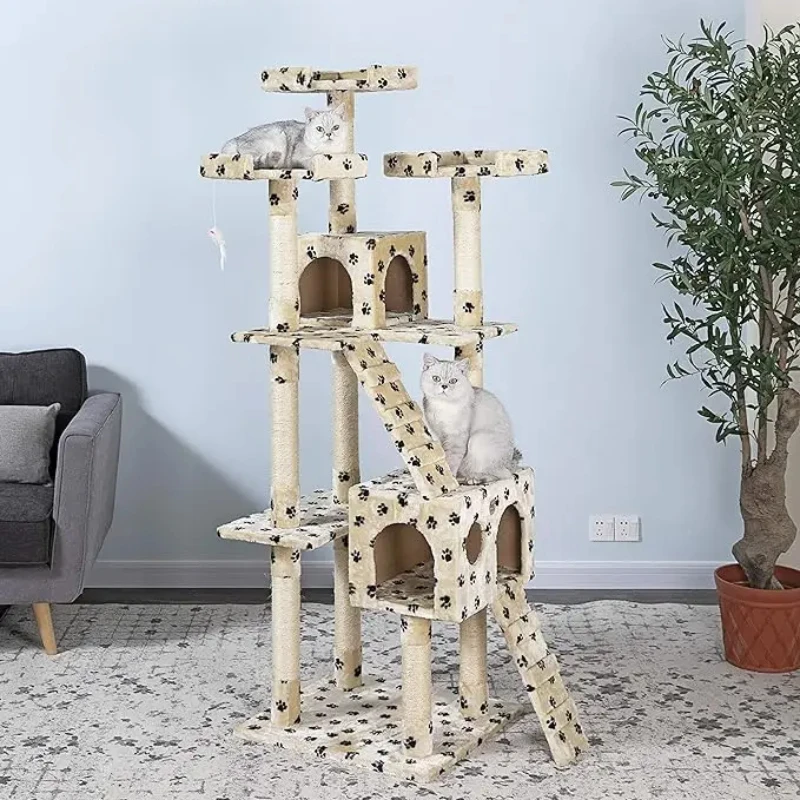 

72" Tall Extra Large Cat Tree Kitty Tower Condo Cat House for Large Indoor Cats Play Scratch Hide Climb Activity Furniture with