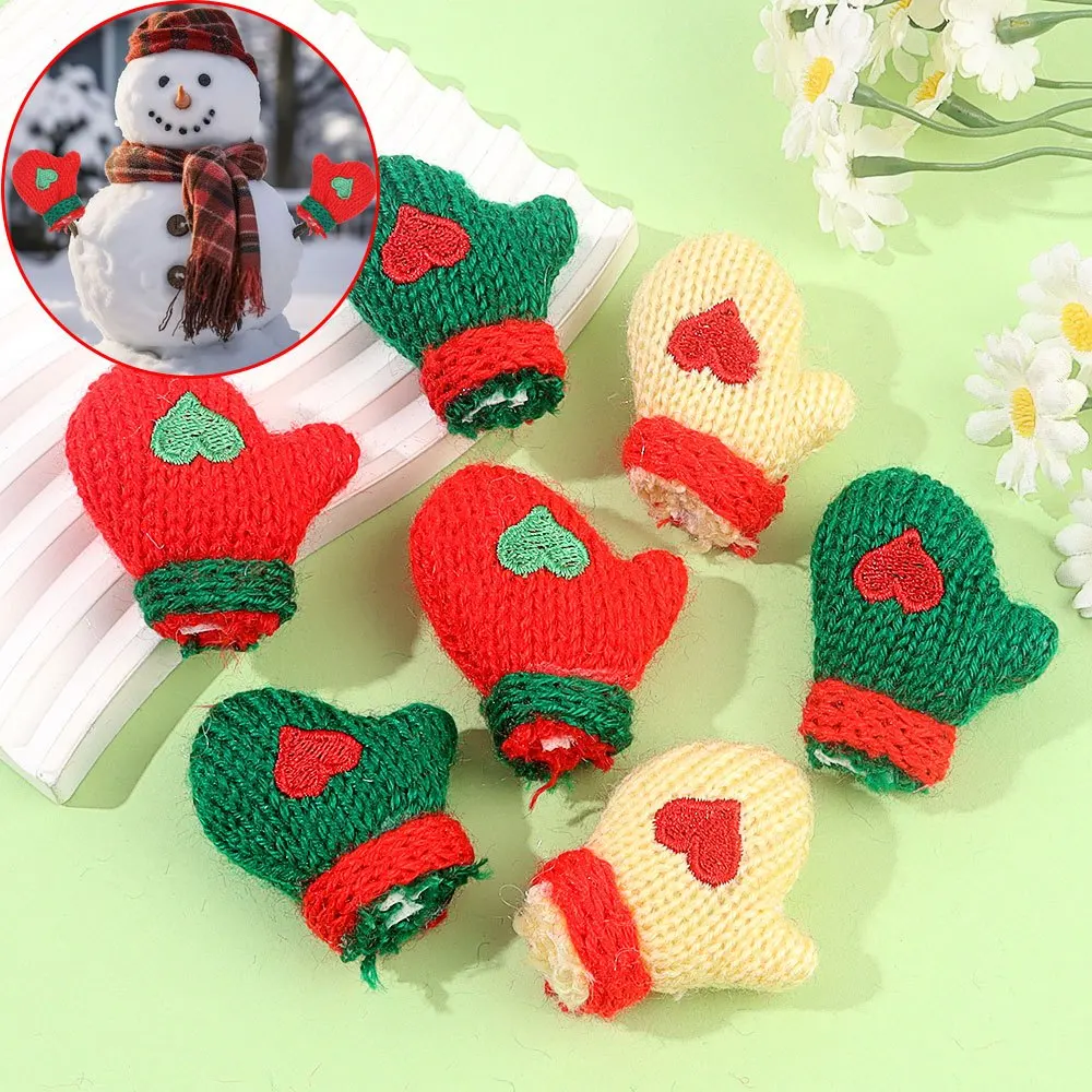 1/6/13pcs Mix-color Polyester Heart-shaped Pattern Gloves, DIY Decorative Gloves, Christmas, Thanksgiving, Valentine's Day Gifts