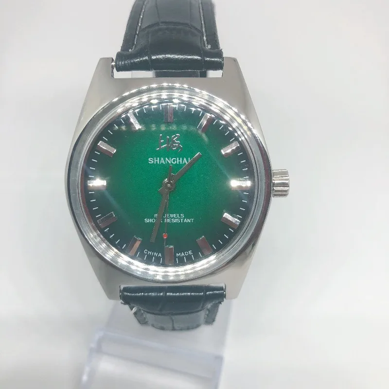 7120 Manual Mechanical 19-Jewel Movement Business Watch, Commemorative Huai Color Dial All Steel, Shanghai Second-Hand - view 3