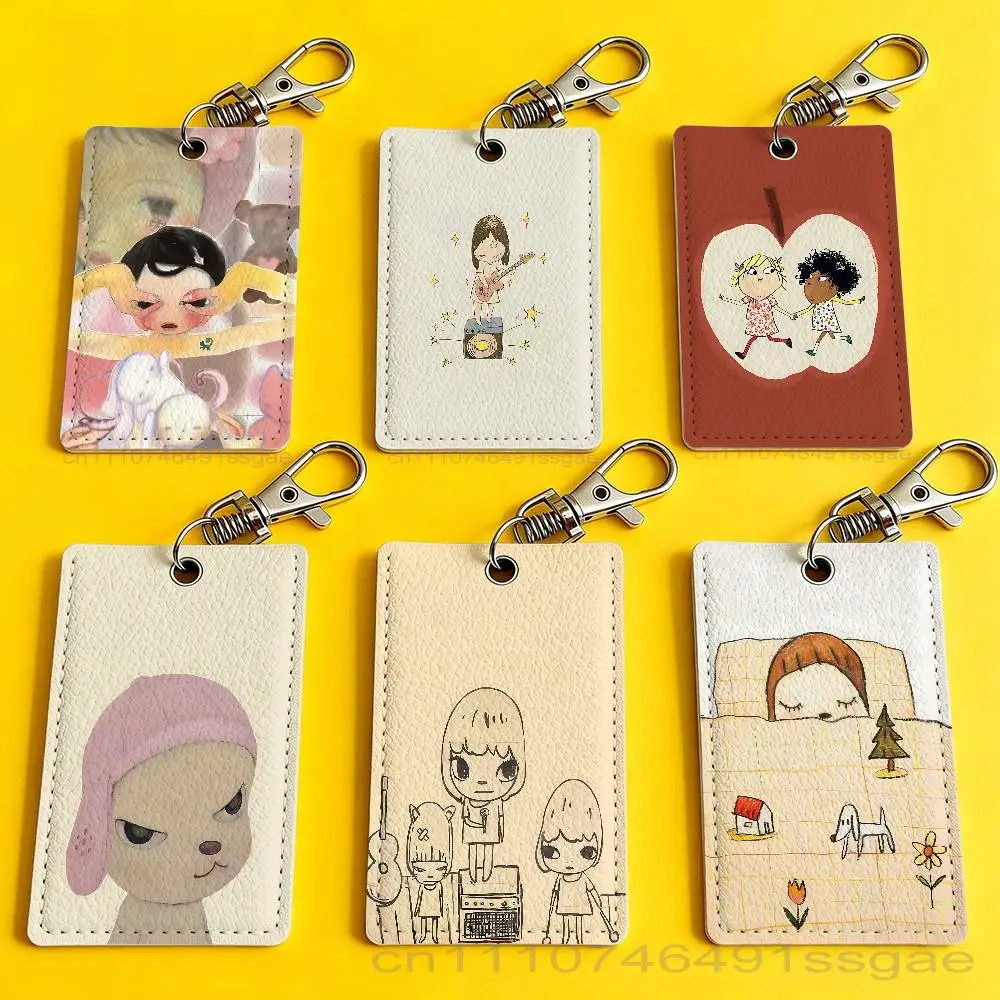 

Cute Y-Yoshitomo N-Nara Card Holder Men And Womenn Universal Antirust Keychain Learther Access Drop Key Tag Ring