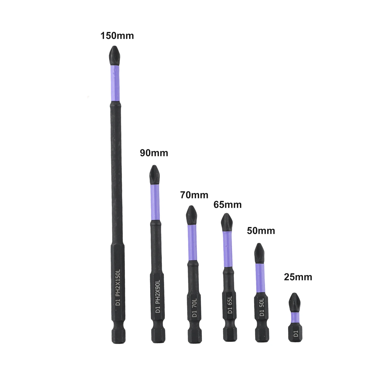 Premium Quality PH2 Magnetic Batch Head Cross Screwdriver Impact Drill Bit Set 6PCS 25 150mm for Professional Use