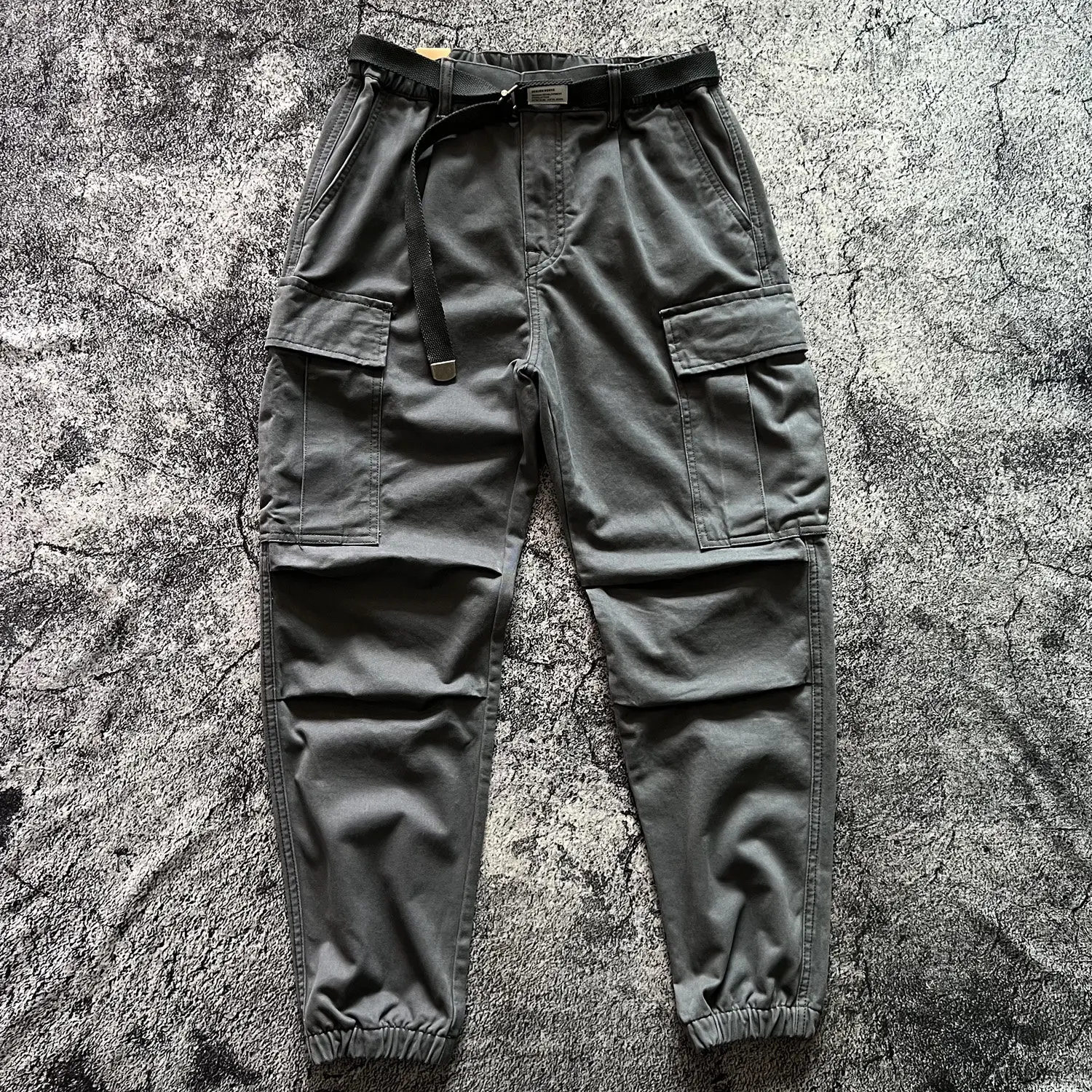 

Amekaji American Retro Parachute Cargo Pants Multi-Pocket Loose Fit Pure Cotton Washed Distressed Casual Pants Gathered Cuffs
