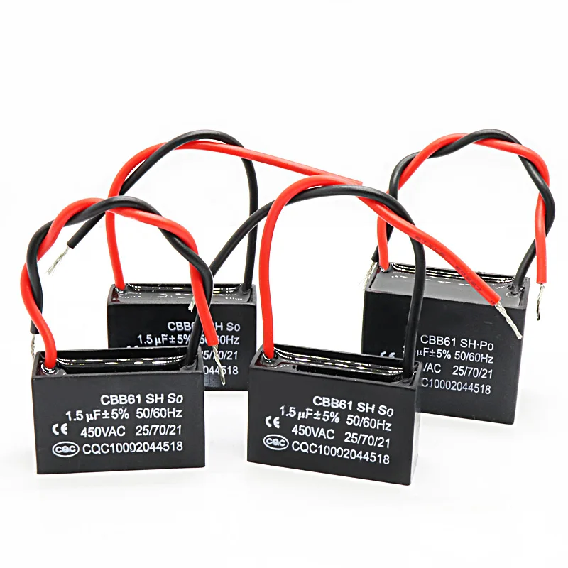 CBB61 Конденсатор вентилятора 1,5/1,8/2/2,5/3/4/5/6/7 мкФ Потолочный вентилятор Вытяжка 450 В Конденсатор
