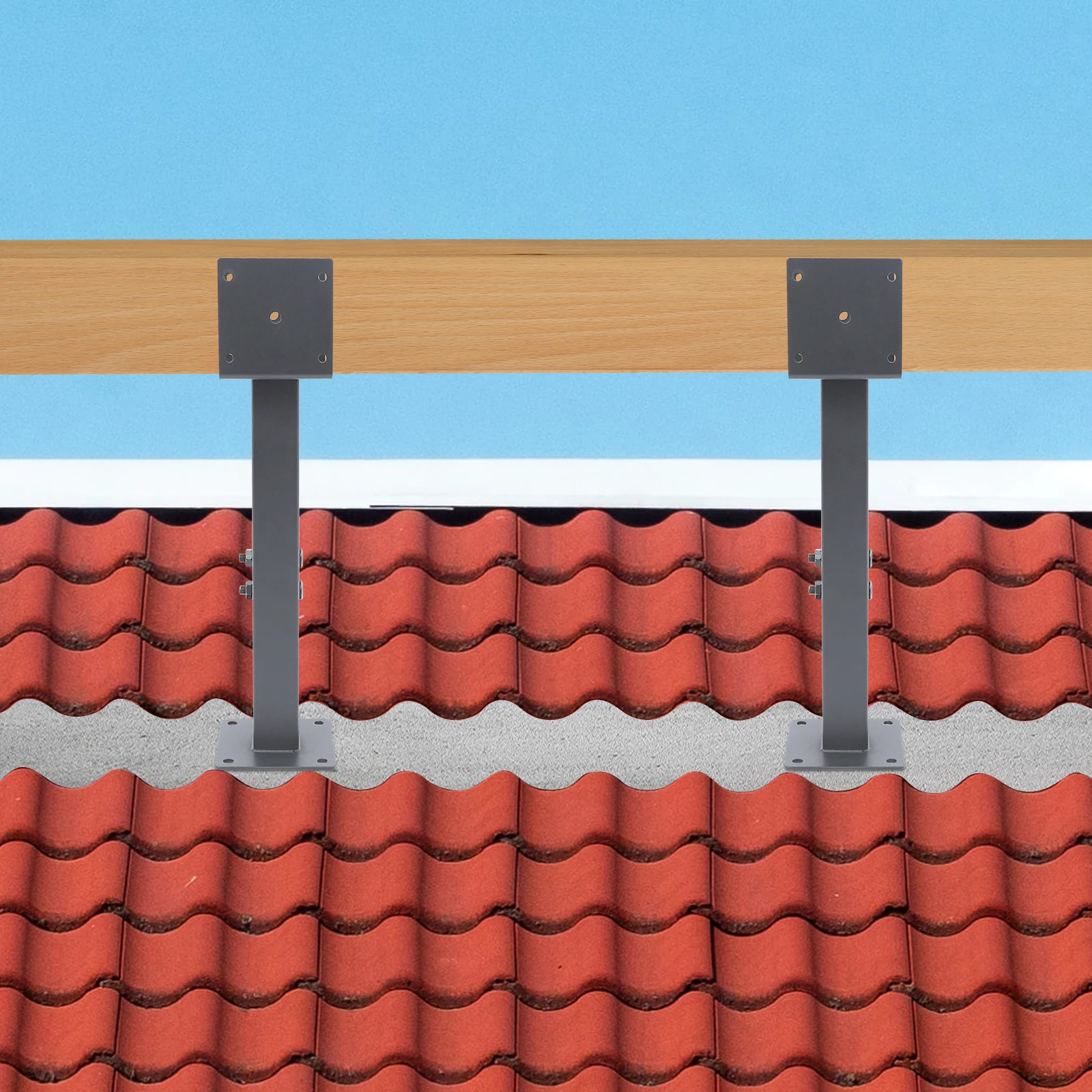 

2Pcs Roof Support Brackets Smooth Edges Reserved Holes Strong Load Capacity for Home Improvement