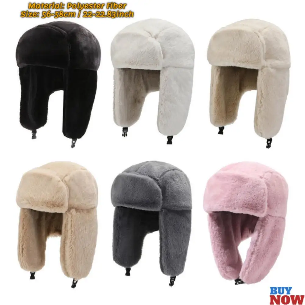 Adjustable Men Women Thick Plush Bomber Hat Warm Winter Hat Trapper Hats Russian Ushanka Snow Caps Earflap Bonnet Pilot Hat Tren