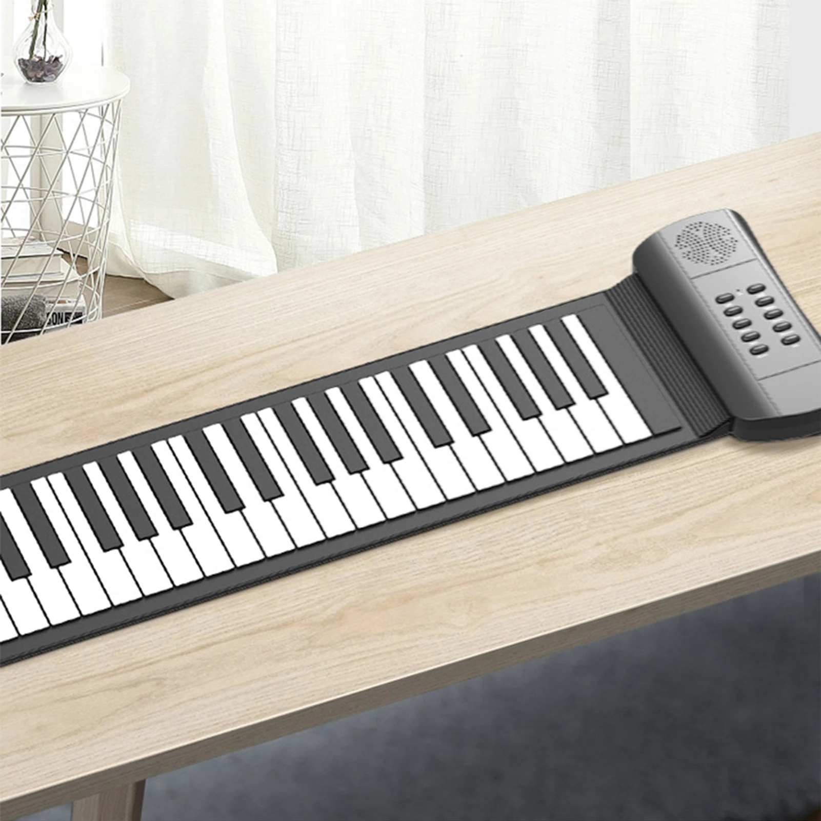 Roll Up Piano with Built in Speaker 16 Tones 6 Demos Supports Recording Sustain Headphone Jack Silent Hand Roll Foldable Piano