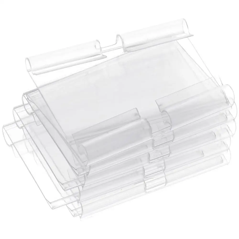 

50PCS Clear Plastic Label Holders for Wire Shelf Retail Price Label Basket Bin Clip On Labels for Store Shop Supermarket