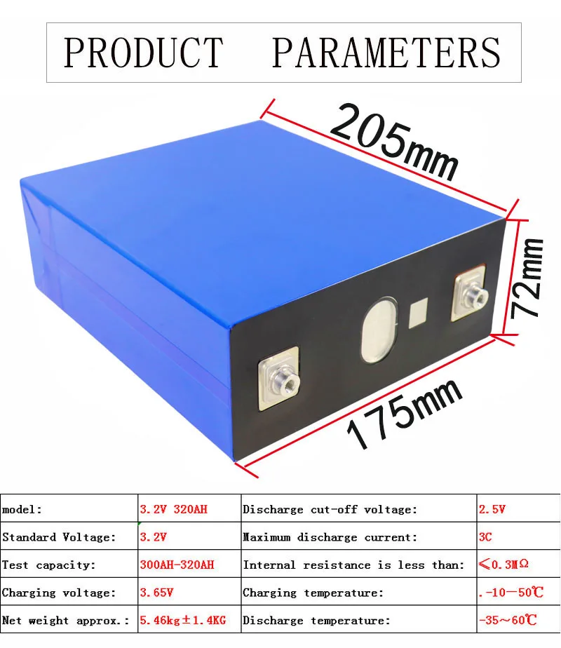 1-16pcs new 3.2V 320ah A-level LiFePo4 battery DIY 12V 24V 48V RV marine solar lithium iron phosphate battery EU/US duty-free