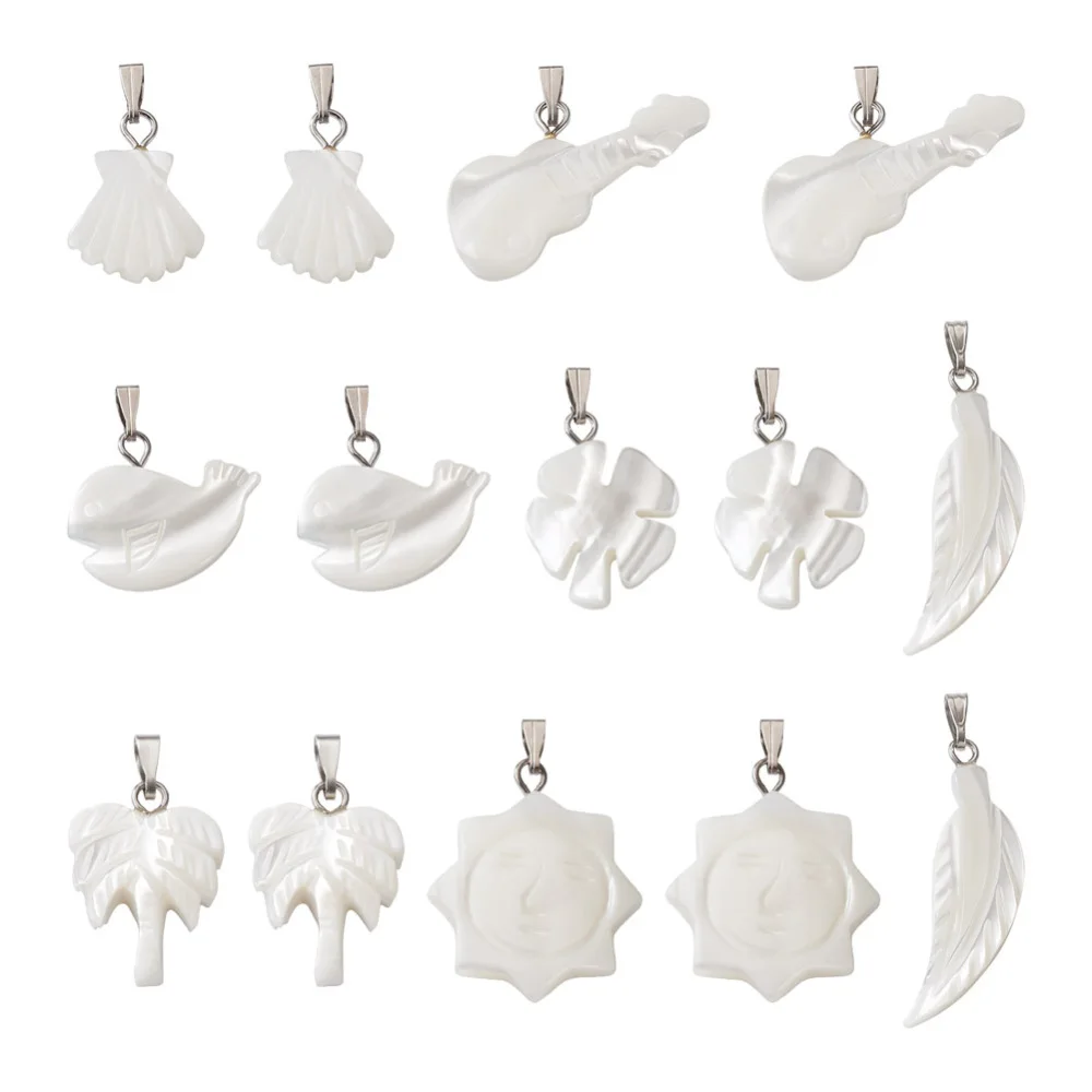 

1Box Natural Freshwater Shell Pendant Heart Teardrop White Seashell Charms for Earring Hanging Necklace DIY Women Summer Jewelry